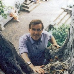 Günter Sinn, the inventor of tree statics, investigating the tree static of the “drago milenario” in Teneriffa, Spain